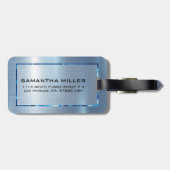 ライトブルー金属テクスチャステンレス鋼の外観 ラゲッジタグ (裏面横)