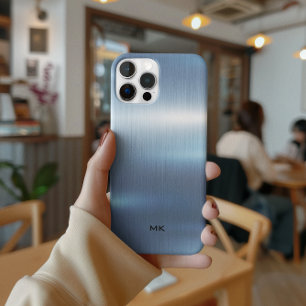ライトブルー金属テクスチャステンレス鋼の外観 Case-Mate iPhone 14 PROケース