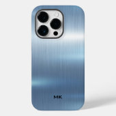 ライトブルー金属テクスチャステンレス鋼の外観 Case-Mate iPhoneケース (裏面)