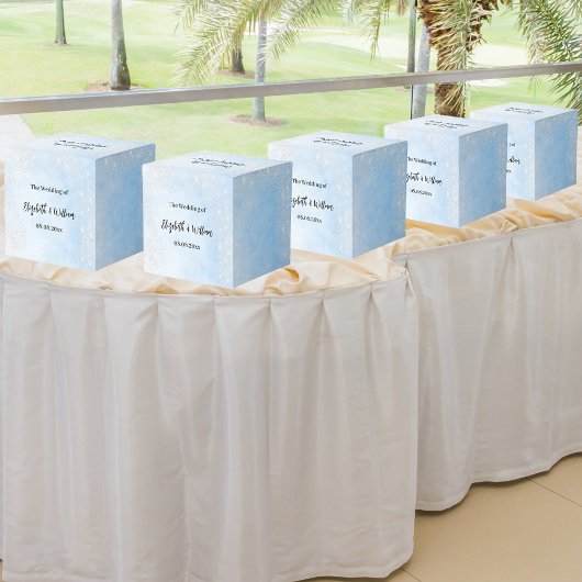 ライトブルー銀グリッター結婚ズ フェイバーボックス