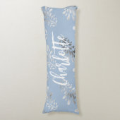 ライトブルー銀葉植物名文字 ボディピロー (正面縦)