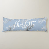 ライトブルー銀葉植物名文字 ボディピロー (正面)