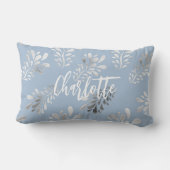 ライトブルー銀葉植物名文字 ランバークッション (裏面)