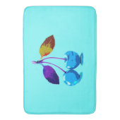 ライトブルー鮮やかさくらんぼ バスマット (正面縦)