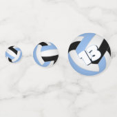 ライトブルー黒チームカラーキッズバレーボールパーティー コンフェッティ (正面)