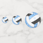 ライトブルー黒バレーボールガーリーバースデーパーティー コンフェッティ (裏面)