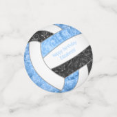 ライトブルー黒バレーボールガーリーバースデーパーティー コンフェッティ (スモール正面)