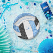 ライトブルー黒バレーボールガーリーバースデーパーティー ペーパープレート (パーティー)