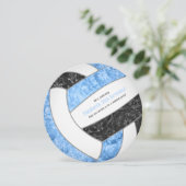 ライトブルー黒バレーボールガーリーバースデーパーティー 案内状 (スタンド正面)