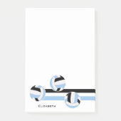 ライトブルー黒バレーボールストライプ名前をカスタムする ポストイット (正面)