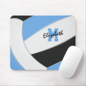 ライトブルー黒バレーボールチームカラーズマウスパッド マウスパッド (マウス)