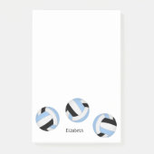 ライトブルー黒バレーボールパーソナライズされたボール ポストイット (正面)