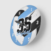 ライトブルー黒人少年少女バレパーソナライズされたール ラウンド壁時計 (傾斜)