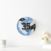 ライトブルー黒人少年少女バレパーソナライズされたール ラウンド壁時計 (ホーム)