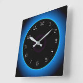 ライトブルー/アクア付きブラック>壁時計 スクエア壁時計 (傾斜)