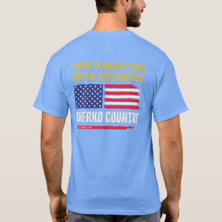 (ライトブルー) アメリカ国旗 / 音楽が大きくてステップが自由に踊れる Tシャツ