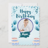 ライトブルー イラスト 誕生日 グリーティング カード (正面)