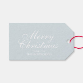 ライトブルー エレガント スクリプト クラシック メリークリスマス ギフトタグ
