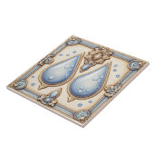 ライトブルー&クリーム水滴浴室用タイル タイル (側面)