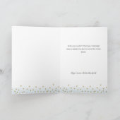 ライトブルー ゴールド グリッター ボーイ ベイビー シャワー スプリンクル T サンキューカード (内部)