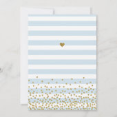 ライトブルー ゴールド ストライプ コンフェッティ ベイビーボーイ スプリンクラー 招待状 (裏面)