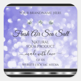 ライトブルー シャイマー グリッター 商品ラベル ダイヤモンド スクエアシール