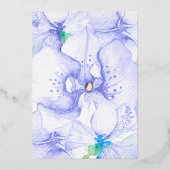 ライトブルー，シルバーウォーターカラーオーキッドキンセアニェラ 箔招待状 (裏面)