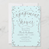 ライトブルー＆シルバーエンゲージメントシャワー 招待状 (正面)