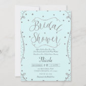 ライトブルー&シルバーブライダルシャワー 招待状 (正面)