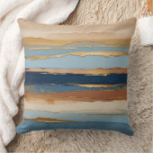 ライトブルー，ダークブルー，ベージュ，ブロンズと金ゴールド クッション (ブランケット)