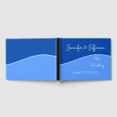 ライトブルー、ダークブルー、白い曲線+名前 ゲストブック (全面)