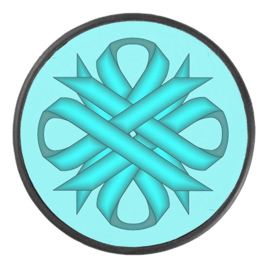 ライトブルー/ティール（緑がかった色）クローバーリボンbyケネス・ヨンチッチ アイスホッケーパック (正面)