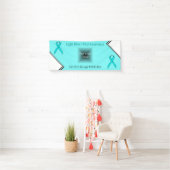 ライトブルー/ティール（緑がかった色）標準リボンby Kenneth Yoncich 横断幕 (インサイチュ)