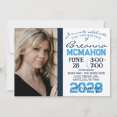 ライトブルー&ネイビー卒業写真招待状 招待状 (正面)