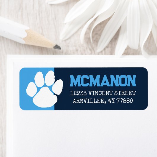 ライトブルー&ネイビー卒業差出人住所ラベル ラベル