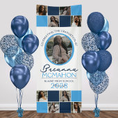 ライトブルー&ネイビー9フォトコラージュ卒業ビニル 横断幕