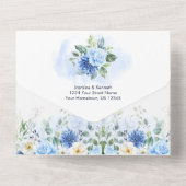 ライトブルー,ネイビー,冬白水色フローラA オールインワン招待状 (裏面)