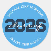 ライトブルー & ネイビー 卒業祝い カスタマイズ ステッカー (正面)