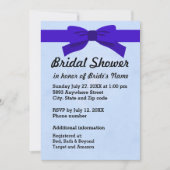 ライトブルー、ハート&ブルーボウブライダルシャワー 招待状 (正面)