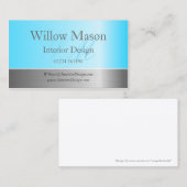 ライトブルー&ブラシ仕上げスチールモノグラム名刺 名刺 (正面/裏面)