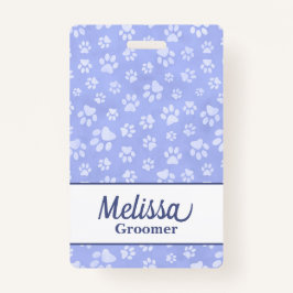 ライトブルー&ホワイトアニマルポープリントモノグラム バッジ