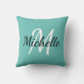 ライトブルー&ホワイトカスタムモノグラム枕 クッション (裏面)