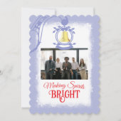 ライトブルー、ホワイトカンパニーロゴクリスマスフォト シーズンカード (正面)