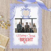 ライトブルー、ホワイトカンパニーロゴクリスマスフォト シーズンカード