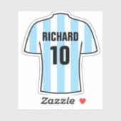 ライトブルー&ホワイトデザインのサッカーシャストライプツ シール (シート)