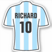 ライトブルー&ホワイトデザインのサッカーシャストライプツ シール (正面)