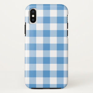 ライトブルー&ホワイトバッファロープレイドiPhone Xケース iPhone X ケース