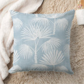 ライトブルー&ホワイトパームツリー装飾用クッション クッション (ブランケット)