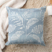 ライトブルー&ホワイトパームリーフ装飾用クッション クッション (ブランケット)
