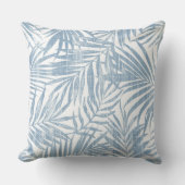 ライトブルー&ホワイトパームリーフ装飾用クッション クッション (正面)